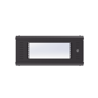 Gabinete de Montaje en Pared Con Puerta de Cristal Cuerpo Fijo con Rack de 19in 4UR Color Negro