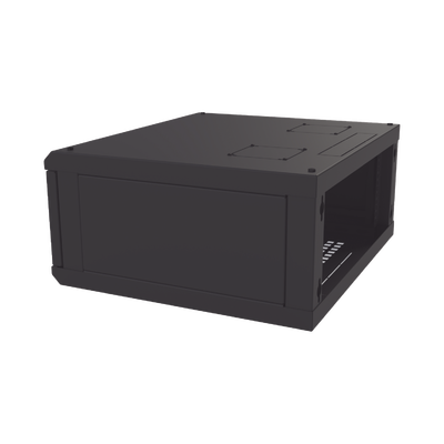 Gabinete de Montaje en Pared Con Puerta de Cristal Cuerpo Fijo con Rack de 19in 4UR Color Negro