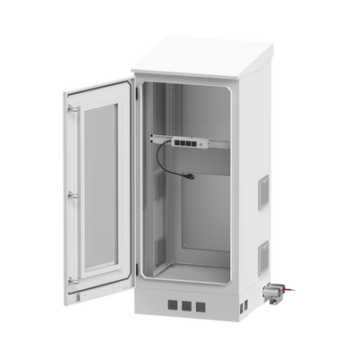 Gabinete de Piso para Exterior con Ventiladores y Termostato con Rack de 19" de 16 U + Espacio para Baterías Se envía el Gabinete Armado.