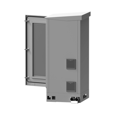 Gabinete de Piso para Exterior con Ventiladores y Termostato con Rack de 19" de 16 U + Espacio para Baterías Se envía el Gabinete Armado.