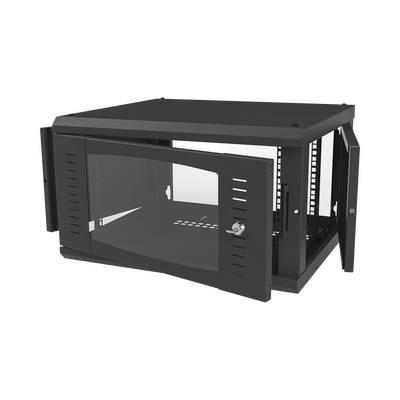 Gabinete para Montaje en Pared con Puerta de Cristal Templado Cuerpo Fijo con 6 Unidades de Rack de 19in Fabricado en Acero