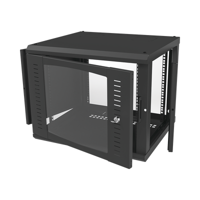 Gabinete para Montaje en Pared Fijo con 9 Unidades de Rack de 19in Puerta de Cristal Templado Fabricado en Acero