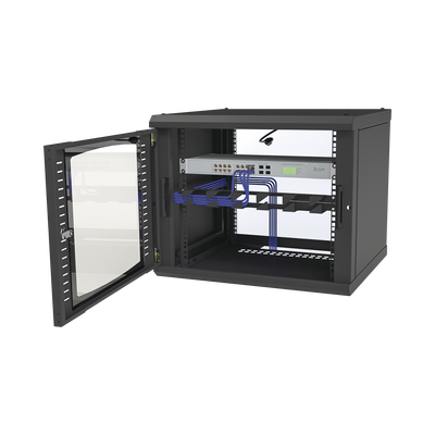 Gabinete para Montaje en Pared Fijo con 9 Unidades de Rack de 19in Puerta de Cristal Templado Fabricado en Acero