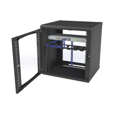 Gabinete para Montaje en Pared Cuerpo Fijo con 12 Unidades de Rack de 19in Puerta de Cristal Templado Fabricado en Acero
