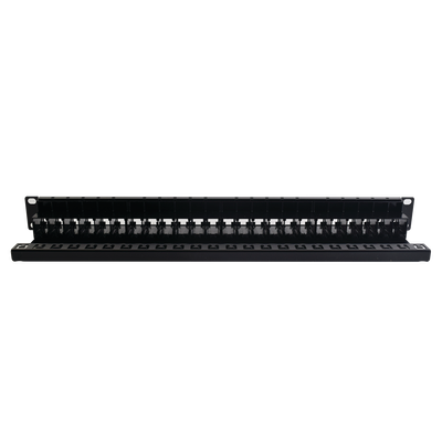 Patch Panel Z-MAX de 24 puertos Blindado Precargado con Jacks Categoria 6A Plano 1UR