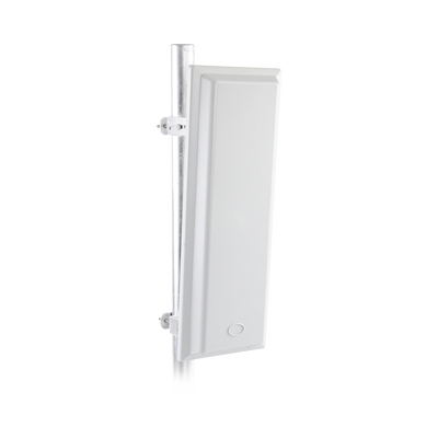 Antena Sectorial 90° para WiFi Doble Rango de frecuencia (2.4 a 2.5 GHz) y (5.1 a 6.5 GHz) Alta ganancia de 19 dBi ideal para coberturas amplias de WiFi de hasta 800 mts Conectores SMA-hembra Montaje y jumpers incluidos