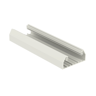 Base para canaleta T-70 de PVC rígido con orificios perforados para montaje 103.3 x 44.9 x 2400 mm Color Blanco Mate