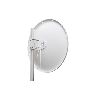 Antena Direccional con Frecuencia Extendida / 4.8 - 6.5 GHz / 28 dBi / Jumper incluido con conector SMA-Macho Inverso / Polaridad en 90º y 45º / Montaje incluido para torre o mástil