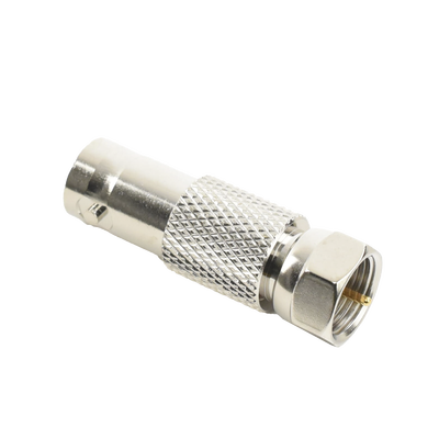 Adaptador en Línea para Video de Conector BNC Hembra a F Macho 75 Ohm Níquel/ Oro/ Delrin.
