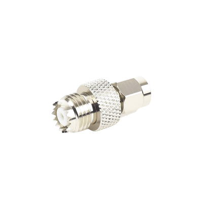 Adaptador en Línea de Conector SMA Macho a Mini-UHF Hembra Níquel/ Oro/ Teflón.Au/Teflón.
