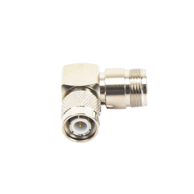 Adaptador en Ángulo Recto de Conector TNC Macho a N Hembra Níquel/ Oro/ Teflón.