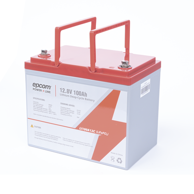 Batería de Litio Ciclo Profundo 12.8 Vcc 100Ah (LiFePO4 de Celdas Cilíndricas) Solar Marina Máximo 100 A de Descarga