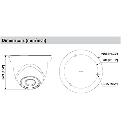 DAHUA IPC-HDW1230S - Camara IP Domo de 2 Megapixeles/ Lente de 2.8mm/ 30 Fps/ Angulo de 104 Grados/ H.265+/ IR de 30 Mts/ PoE/ IP67/ DWDR/ 3D-NR/ HCL/ BLC/ #UnicasPiezas