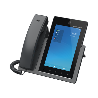 Teléfono IP Android 11 16 líneas SIP con 16 cuentas pantalla táctil 7" puertos Gigabit Wi-Fi Bluetooth PoE codec Opus IPV4/IPV6 con gestión en la nube GDMS