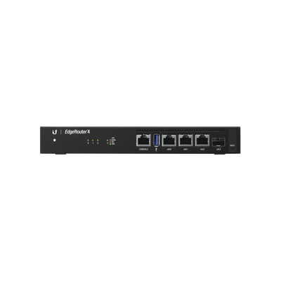EdgeRouter 4 con 3 puertos 10/100/1000 Mbps + 1 puerto SFP con funciones avanzadas de ruteo