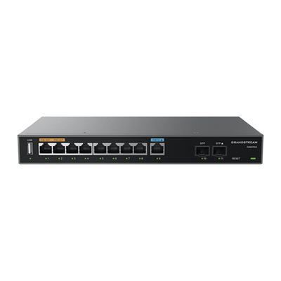 Router Gigabit VPN / Balanceador de cargas / 60 000 sesiones NAT / 9 puertos 10/100/1000 Mbps + 2 puertos SFP (WAN/LAN) / 1 puerto entrada PoE(af/at) / 2 puertos salida PoE (af/at) / Compatible con GWN Cloud.