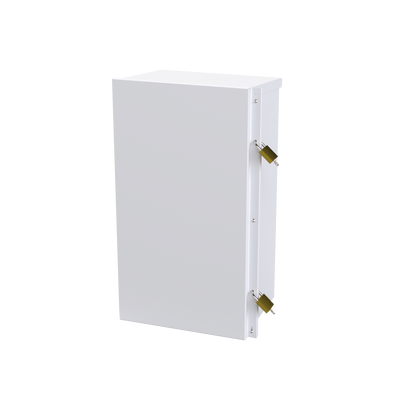 Gabinete Acero Galv. para 2 Baterías PL110D12 (400 x 730 x 300mm). Puerta Sin Ventilación. Acc. para piso o poste No incluidos.