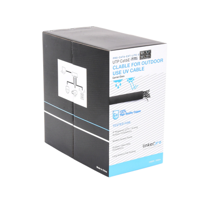 Bobina de cable 305 Metros Cat6 24 AWG Climas EXTREMOS Color negro sin blindar para intemperie