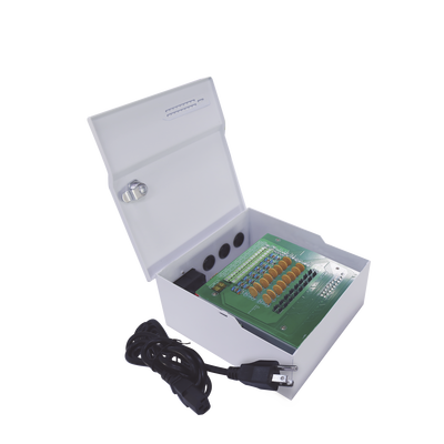 Fuente de poder profesional de 12 Vcc @ 16 A / para 16 cámaras / Con capacidad de batería de respaldo / Requiere batería / Voltaje de entrada de 96-264 Vca