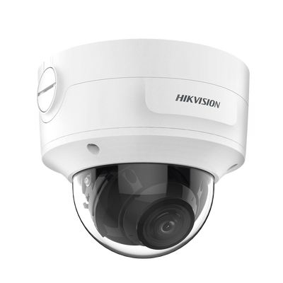Domo IP 8 Megapixel (4K) / Lente Mot. 2.7 a 13.5 mm / 40 mts IR EXIR / Exterior IP66 / IK10 / DARKFIGHTER / Audio y Alarma I/O / PoE+ / ONVIF / Micro SD / 4 Analíticos: AcuSense Deteccion Facial Conteo de Personas por Cruce y Zona