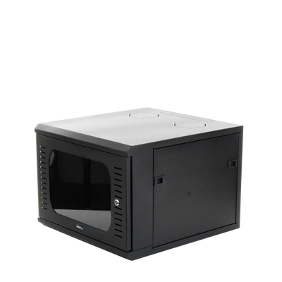Gabinete para Montaje en Pared con Puerta de Cristal Templado con 6 Unidades de Rack de 19in Fabricado en Acero