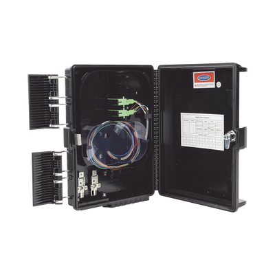 Cierre de Empalme para 24 fusiones de fibra óptica  Interior/Exterior  con 8 acopladores SC/APC y splitter 1x8 SC/APC Incluido  IP65