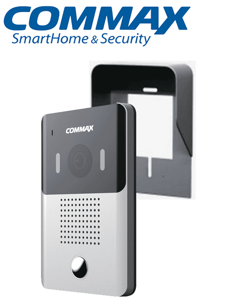 COMMAX DRC4YP - Frente de calle para videoportero  compatible con monitores Commax uso en interior y exterior/ Soporta 2 monitores/ Salida de relay para función de apertura de puerta incluye cubierta metalica