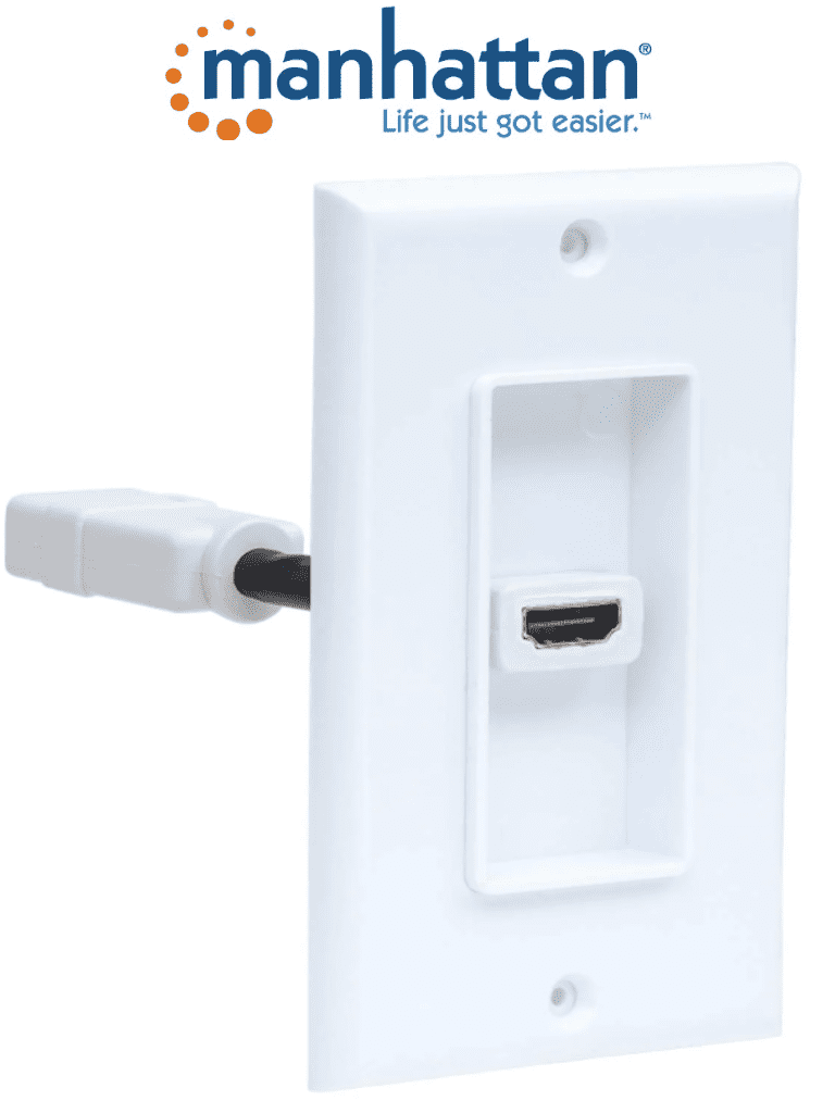 MANHATTAN 771719 Placa de pared HDMI de un puerto HDMI hembra a HDMI hembra Tipo Conector Blanco