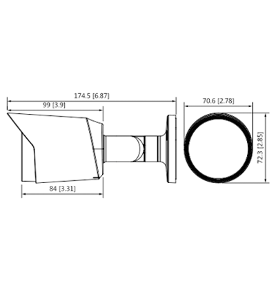 DAHUA HAC-HFW1500T-28 - Camara Bullet de 5 Megapixeles/ Lente de 2.8 mm/ 111 Grados de Apertura/ Metalica/ IR de 30 Metros/ IP67/ Soporta CVI/CVBS/AHD/TVI/