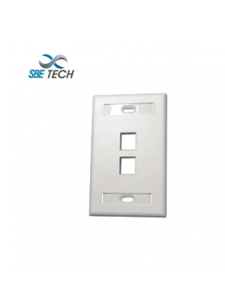SBETECH SBE-2517-2P-WT - Placa de pared de 2 puerto color blanco para conectores Jack rj 45 keystone