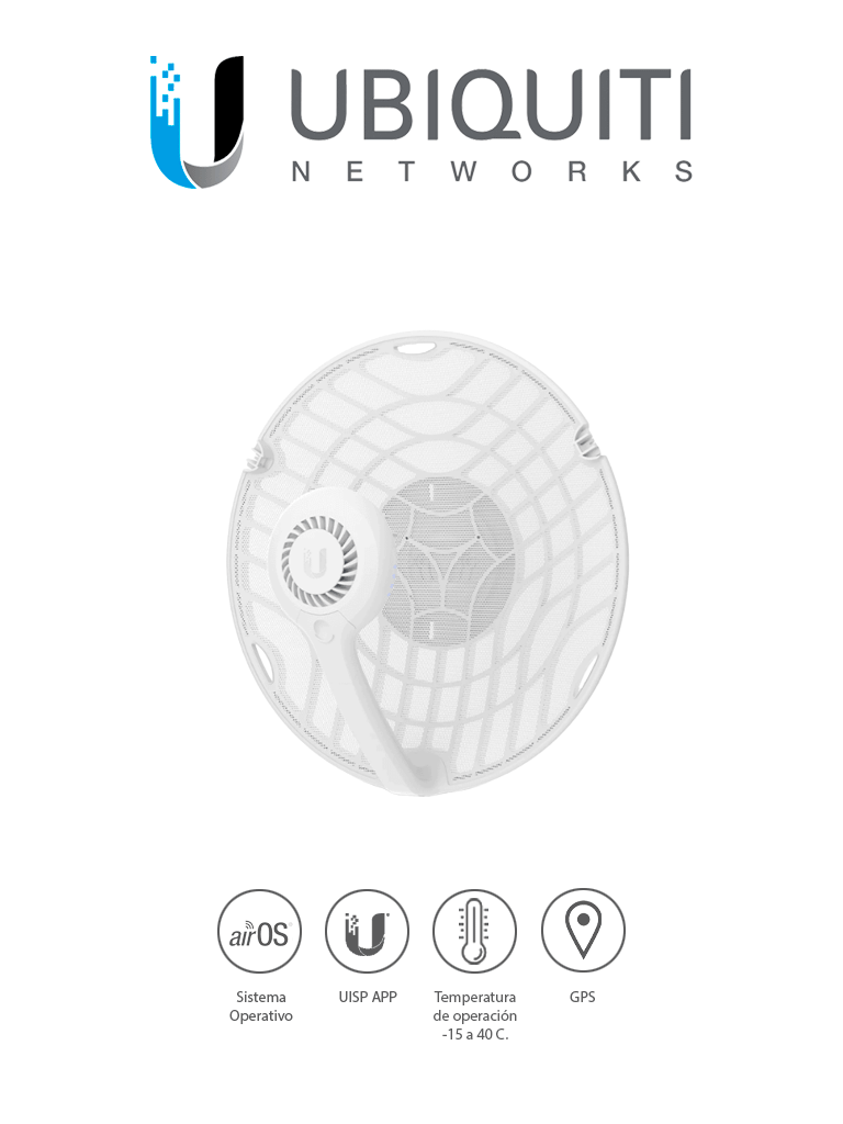 UBIQUITI AF60-LR Radio airFiber de 60 GHz largo alcance con tecnología Wave y rendimiento Gigabit True Duplex para enlaces PtP.