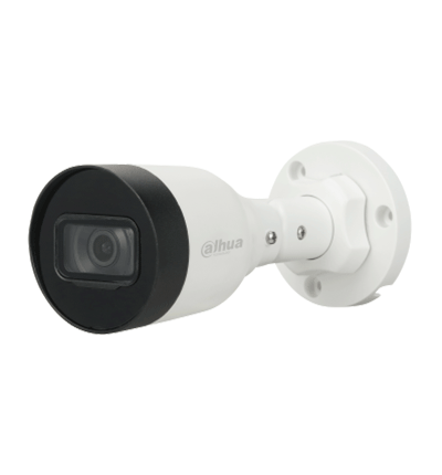 Dahua IPC-HFW1230S1-A-S5-Cámara IP Bullet de 2MP lente de 2.8mm ángulo de visión de 102 grados micrófono integrado compresión H.265+ IR de 30m protección IP67 PoE DWDR.