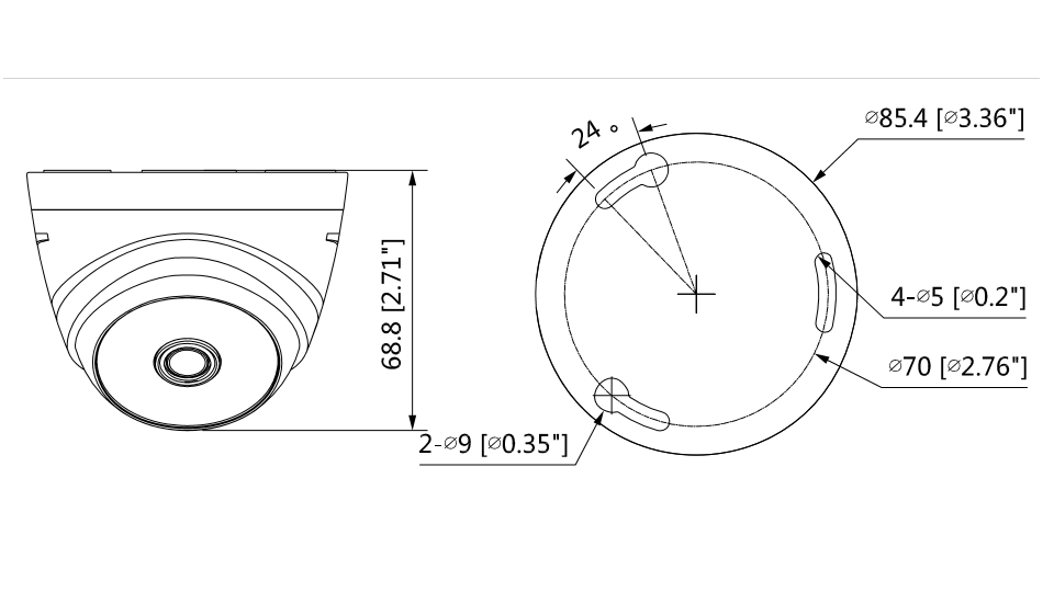 DAHUA HAC-T1A21-28 - Cámara Domo con resolución 1080p lente de 2.8 mm y ángulo de visión de 103° Smart IR de 20 m para mejor visión nocturna ideal para interiores. Compatible con los formatos CVI TVI AHD y CVBS.