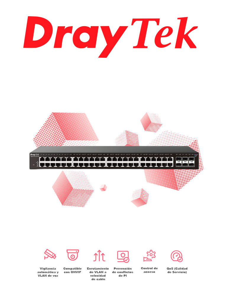 DrayTek VigorSwitch G2540xs - Switch Gigabit Ethernet Administrable Capa 2 con 48 puertos Gigabit Ethernet además de 6 puertos SFP & SFP+ y capacidad de switching hasta 216 Gbps