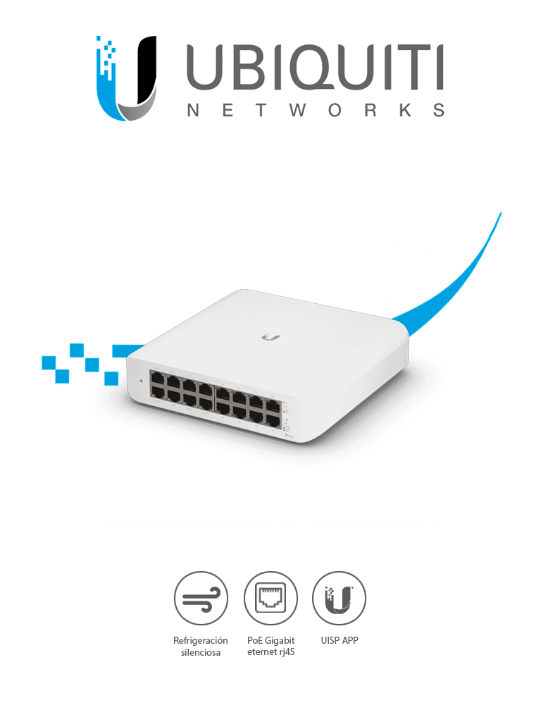 UBIQUITI USW-LITE-16-POE - Switch UniFi Lite PoE administrable con 16 puertos 10/100/1000 Mbps y 8 puertos 802.3af/at con un presupuesto PoE de 45W #UBM3