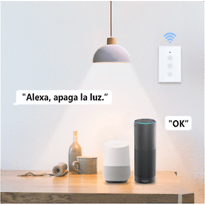NGTECO NGS103 - Apagador Inteligente WiFi 3 Botones Touch / Control Remoto vía App / Control por Voz / Temporizador / Panel Táctil de Alta Sensibilidad / WiFI 2.4 GHz / Se requiere Cable Neutro / Compatible con Alexa y Asistente de Google