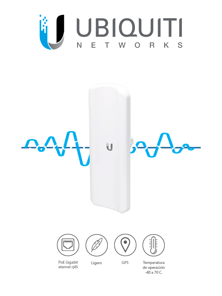 UBIQUITI LAP-GPS - Radio con antena integrada Airmax AC 5.8GHz de exterior con antena sectorial de 17 dBi y 90 grados de apertura. Potencia de 25 dBm rendimiento hasta 450 Mbps y sincronización GPS. #UBIYD