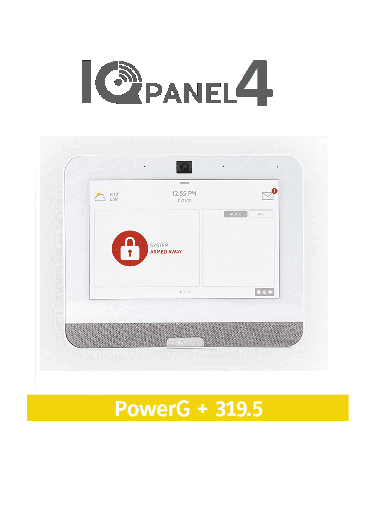 QOLSYS IQP4004 - Sistema de Alarma IQPanel4 Autocontenido con Pantalla Tactil de 7" Power G 915 Mhz + Qolsys S-Line 319.5 Mhz. Con 4 Bocinas integradas (4W). Para la plataforma Alarm.com