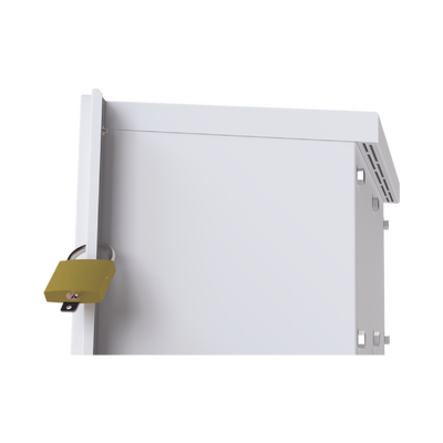 Gabinete para Baterías (Hasta dos PL4012). Fabricado en Lámina Galvanizada. Opción para Montar en Poste (No Incluida)