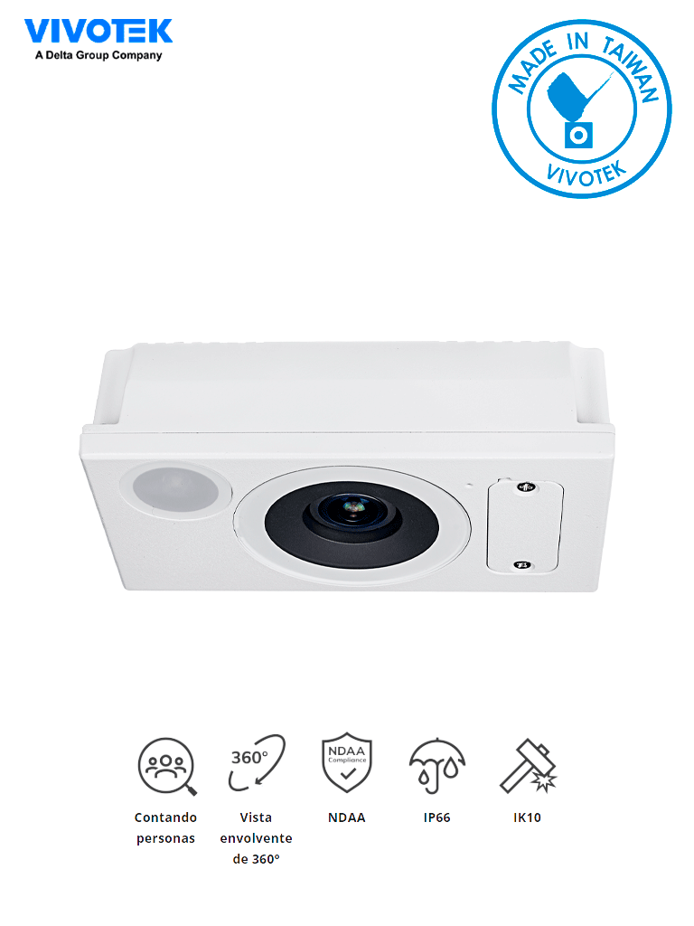 VIVOTEK SC9133-RTL - Camara IP con analitico de conteo de personas integrado de IA 3 MP con vista hemisferica 360º Protección IP66 IK10 Microfono integrado NDAA y hasta 99% de precisión ideal para Tiendas Retail