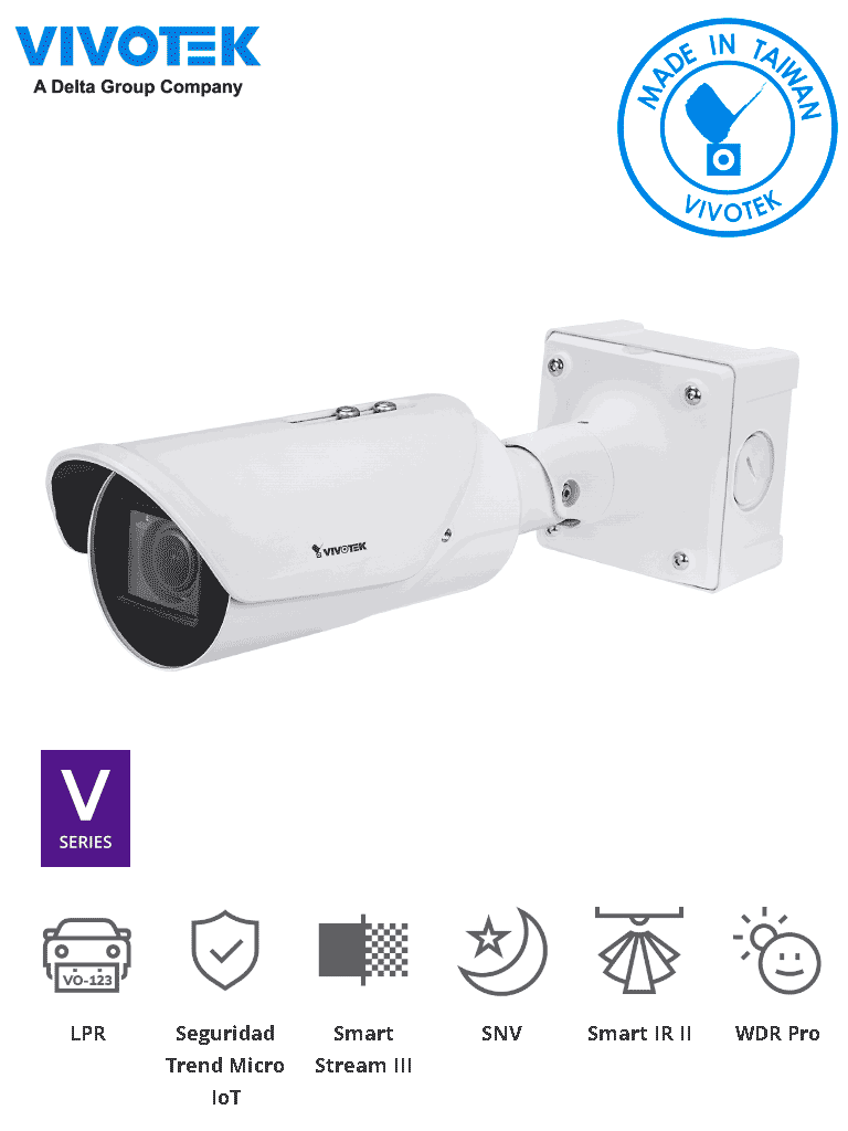 VIVOTEK IB9387-LPR-v2 - Cámara IP bullet exterior ANPR 5 MP lente varifocal 2.7-13.5mm WDR PRO SNV IR 50m IP67 e IK10 Stop&Go hasta 30 Km/h soporta matrículas de +70 países. #V1