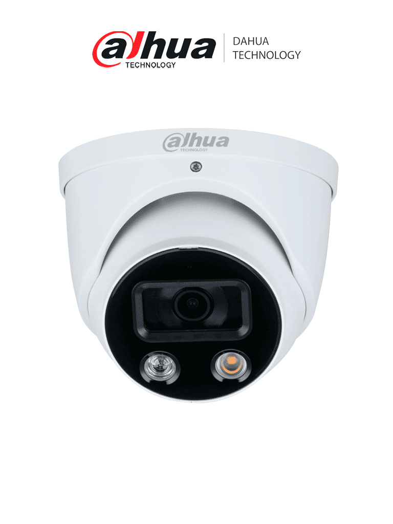 DAHUA DH-IPC-HDW3849H-AS-PV - Cámara IP Domo 8MP con disuasión activa iluminador dual inteligente TiOC WizSense lente 2.8mm 106° de visión 30m IR y luz visible audio bidireccional E/S de alarma.