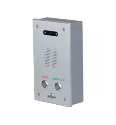 DAHUA DHI-VTA2302A - Intercomunicador de asistencia con cámara HD de 2.7" y 2MP CMOS para baja iluminación. Panel de aluminio anodizado con visión nocturna automática. Incluye botón SOS para llamadas de emergencia.