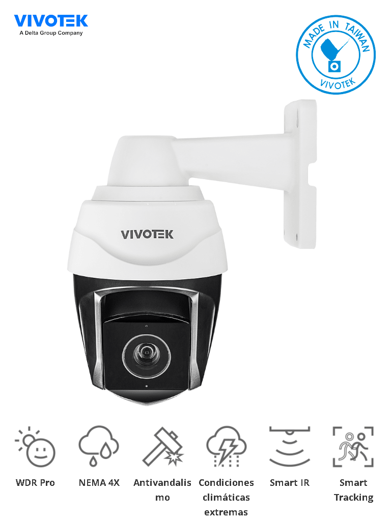VIVOTEK SD9384-EHL - Cámara IP PTZ Exterior 5 MP con Zoom Óptico 30x Smart IR 200m y Tracking Protección Nema4X/IP66/IK10 EIS WDR Pro con ciberseguridad Trend Micro Camera Link y certificado NDAA ONVIF Deep Search