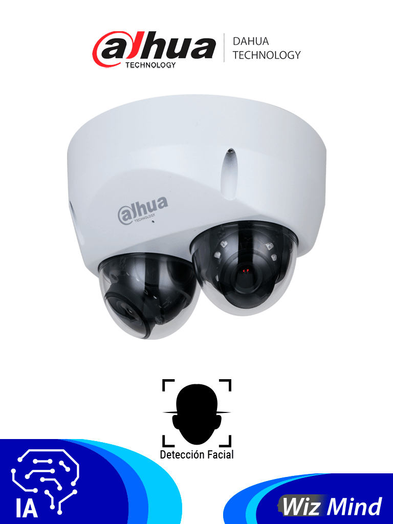 DAHUA IPC-HDBW5441F-AS-E2 Cámara IP Domo de 4 MP con lente de 2.8mm y ángulo de 95° ideal para multivisión. Ofrece IR de 30m tecnología WizMind detección facial protección perimetral Starlight PoE WDR H.265+ IP67 IK10 micrófono y E/S de a