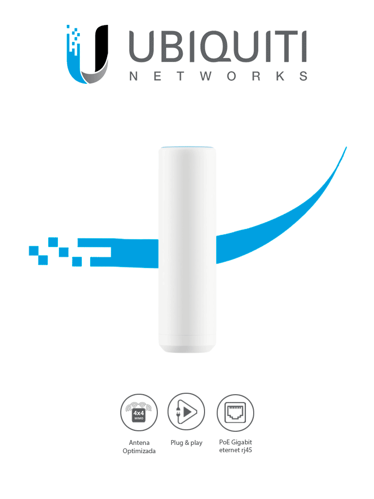 UBIQUITI U6-MESH - Punto de acceso WiFi 6 PRO MU-MIMO 4x4 dual band 802.11ax para interior y exterior con velocidad de hasta 4.8Gbps en 5GHz tecnología Mesh sin Zonas Muertas Wifi 300 clientes IPX5 Portal (Montaje Poste Incluido)