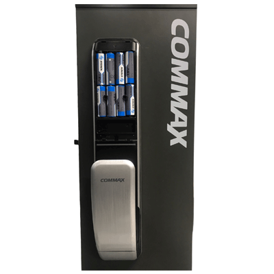 COMMAX CDL210R - Cerradura biométrica inteligente con apertura por medio de diferentes validaciones como huella  PIN o tarjeta mifare/ Soporta hasta 100 usuarios/ requiere baterías AA/ Incluye 2 llaves mecánicas y llaveros RFID