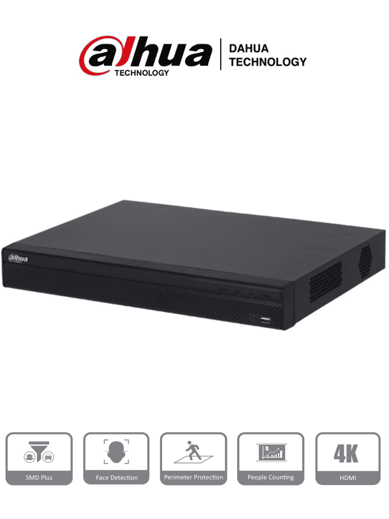 DAHUA NVR4232-4KS2/L - NVR De 8 Megapixeles/ 4k/ 32 Canales IP/ Rendimiento de160 Mbps/ Smart H.265+/ 2 Bahías de Discos Duros de Hasta 10 TB/ HDMI&VGA/ 4&2 E&S de Alarmas/ Soporta Camaras WizSense