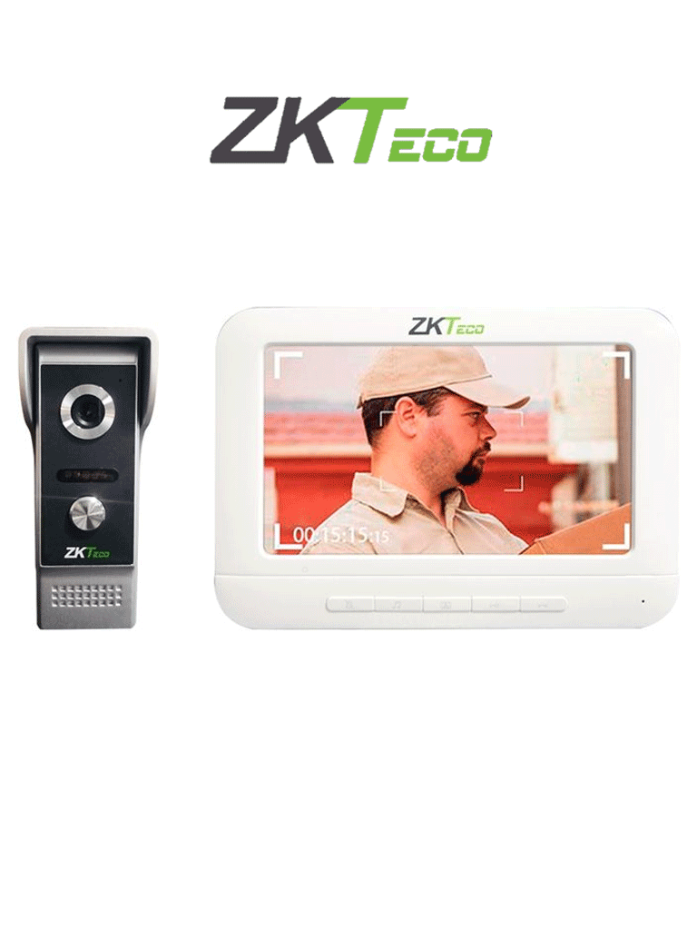 ZKTECO VDP03B3 Kit - Kit de Videoportero Analógico / Monitor de 7 Pulgadas / Frente de Calle con cámara de 1 MP / Angulo de Visión 87° / Conexión hasta 4 monitores #VIVA #SEPMAI