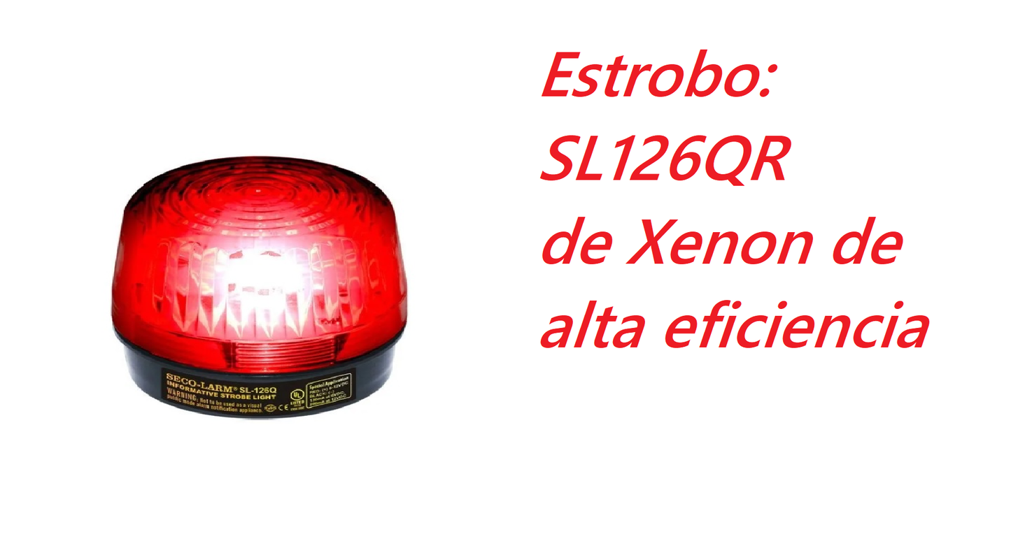 Seco-Larm SL126QR - Luz Estroboscópica Alámbrica 6-12VDC Roja Compatible IHORN / RISCO / DSC / BOSCH